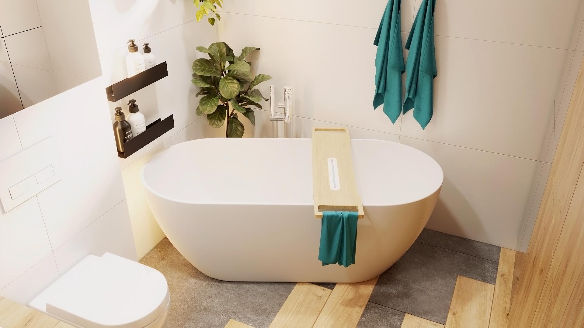 Projekt nowoczesnej łazienki na poddaszu od Czarodziejki Wnętrz